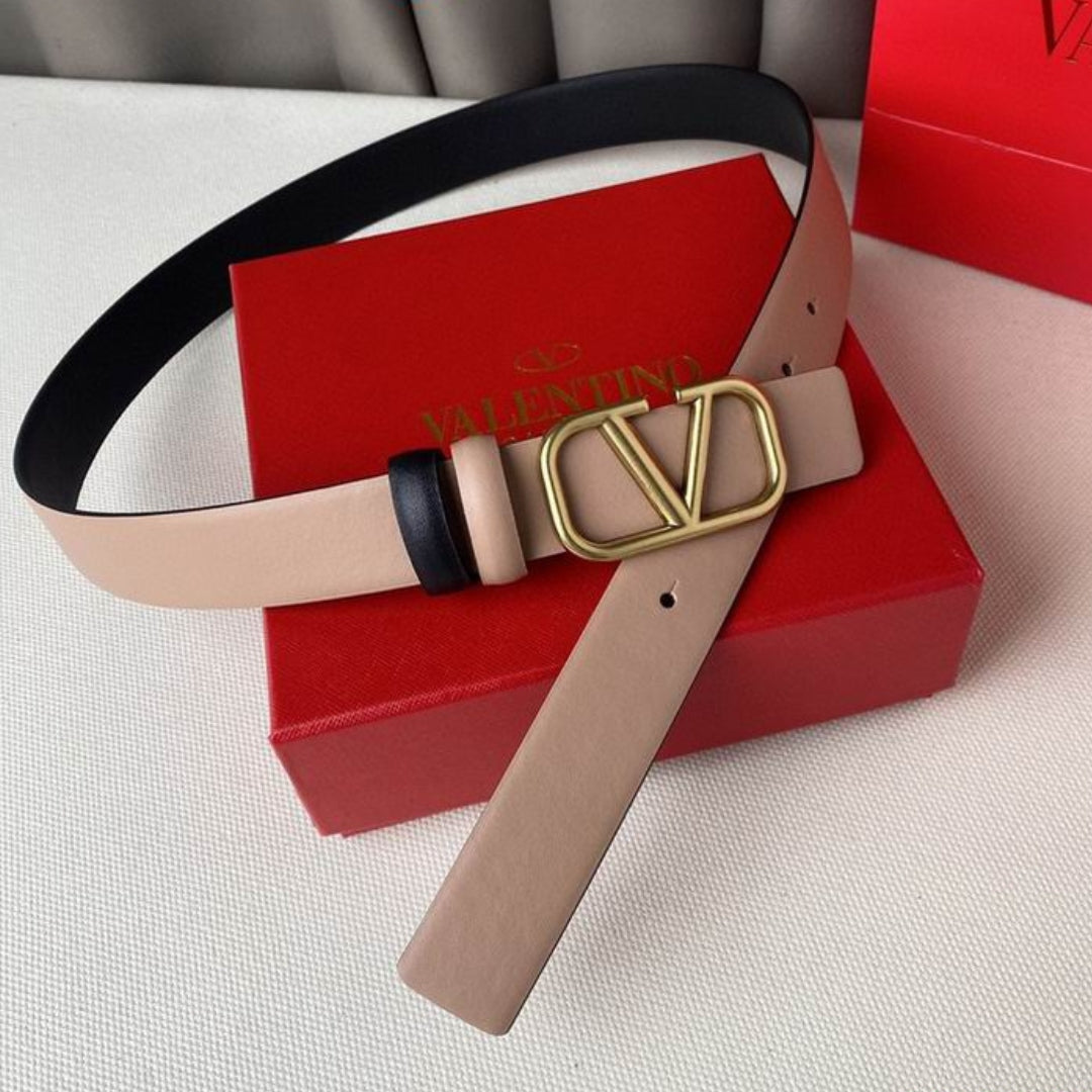 VLTN Double-sided Belt Small Black and Rose Gold 2cm wide