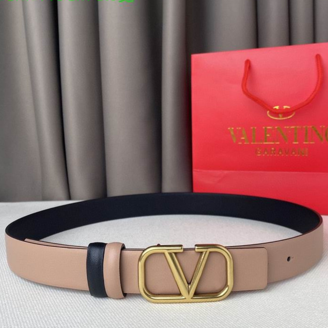 VLTN Double-sided Belt Small Black and Rose Gold 2cm wide