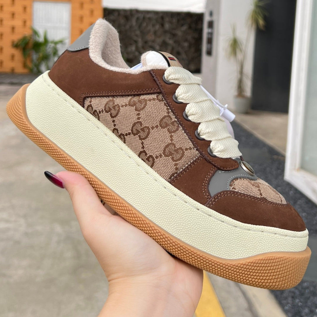 GG Screener Trainer Canvas and Brown Tennis Shoes