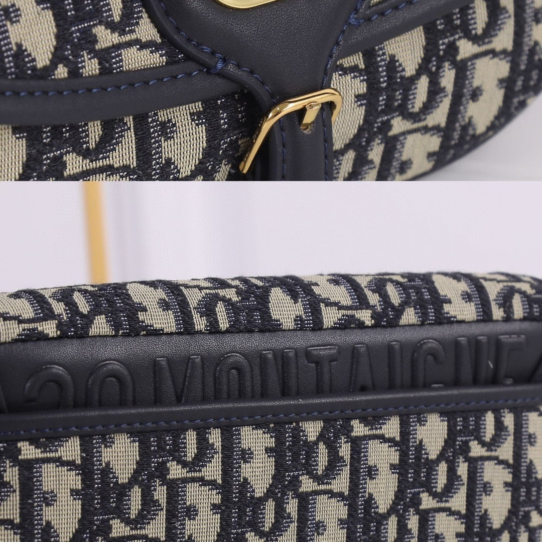 Dio Bobby West-East Small Dark Blue Canvas Bag 22cm