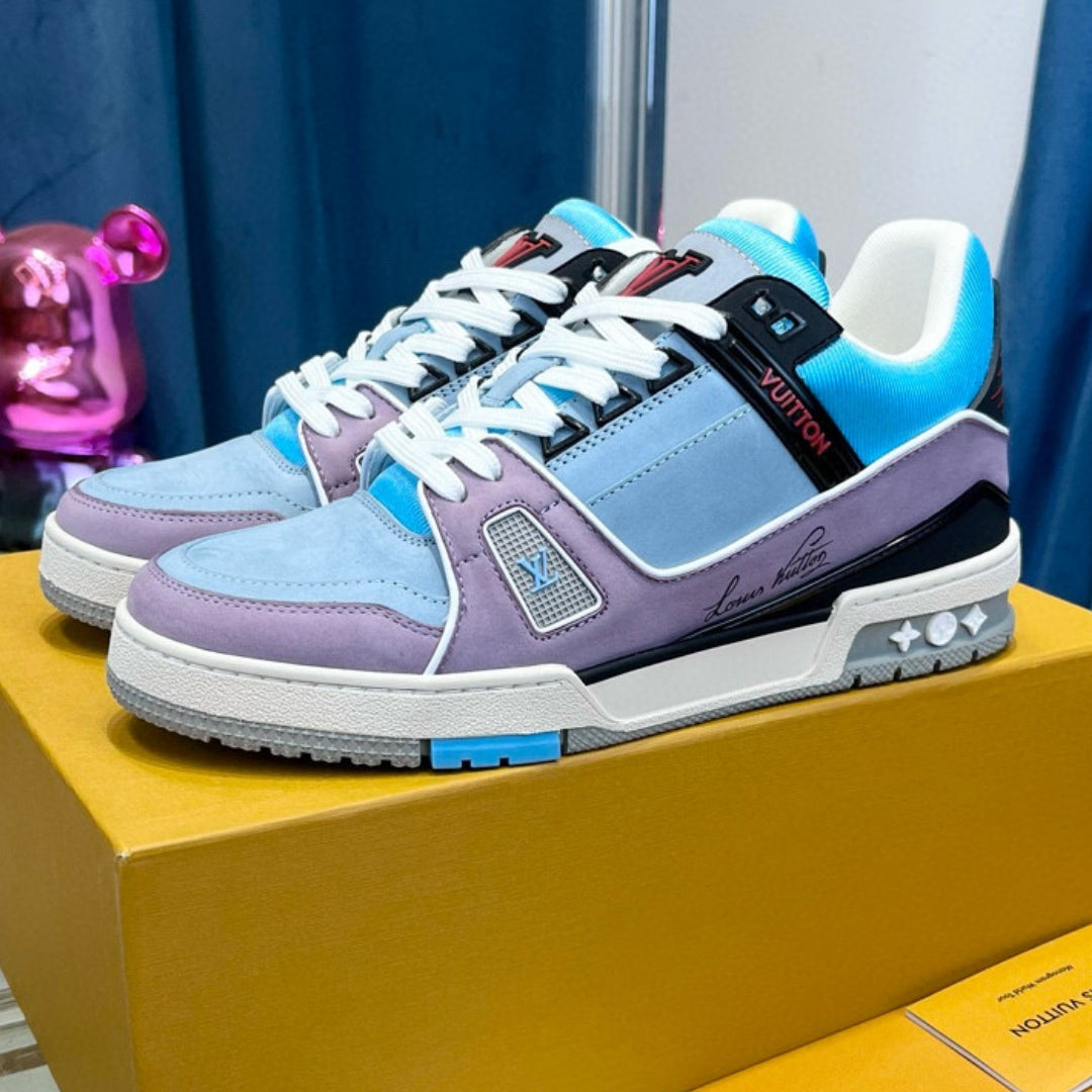 LV Trainer Blue and Lilac Sneakers