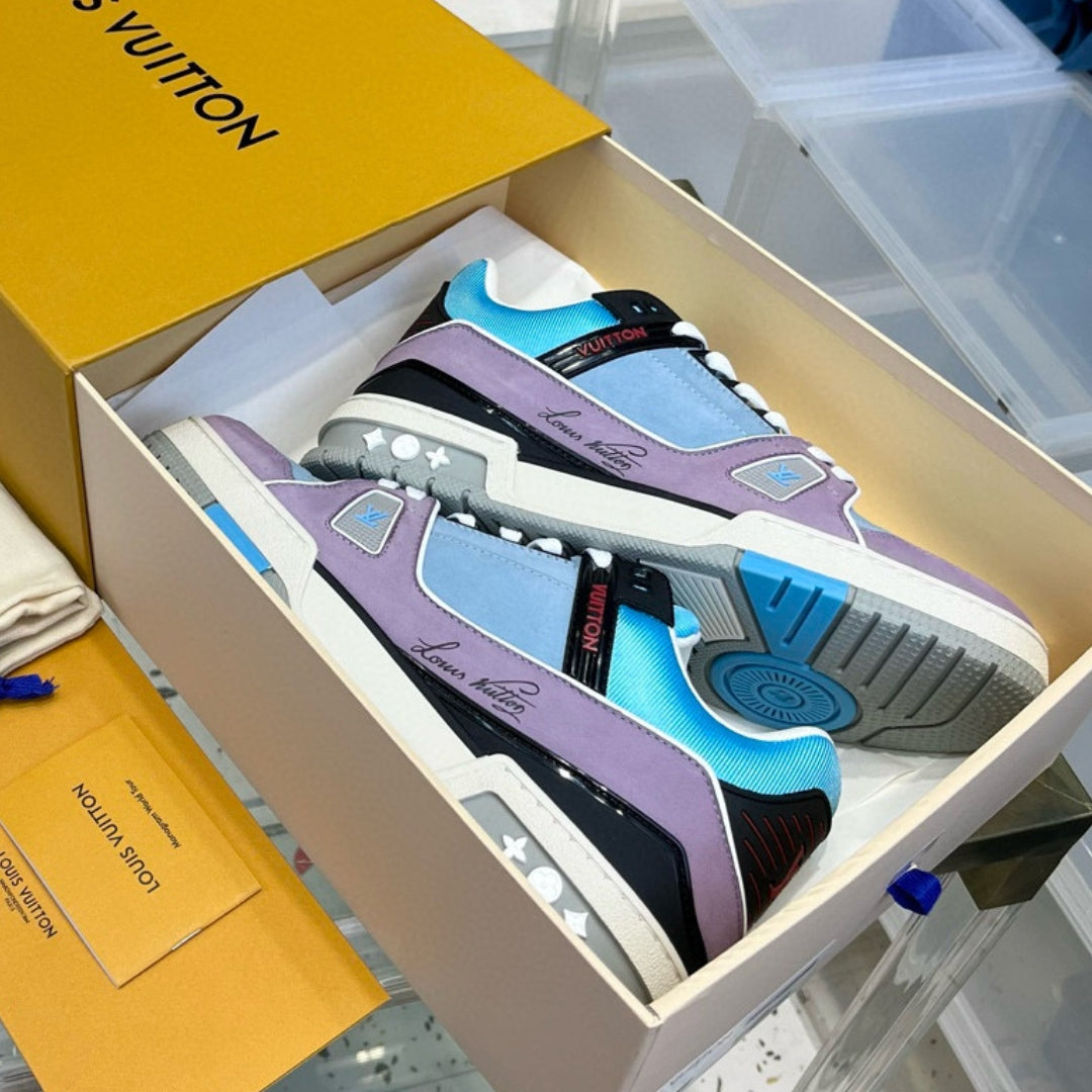 LV Trainer Blue and Lilac Sneakers