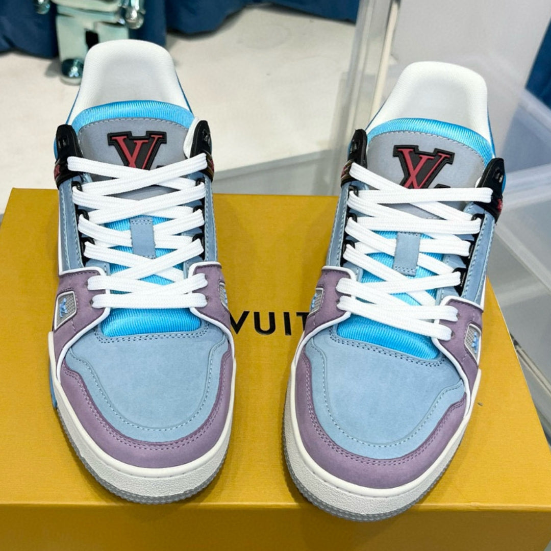 LV Trainer Blue and Lilac Sneakers