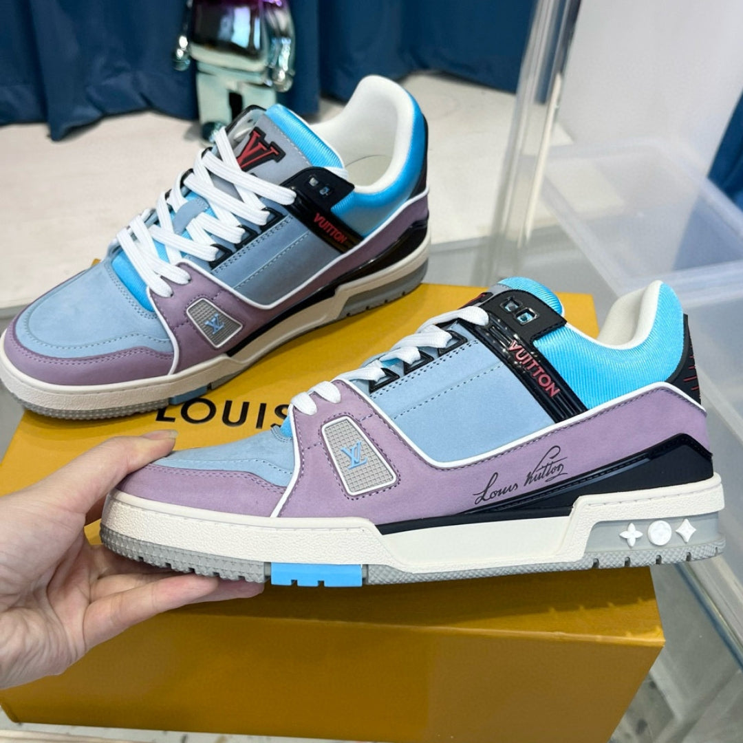 LV Trainer Blue and Lilac Sneakers