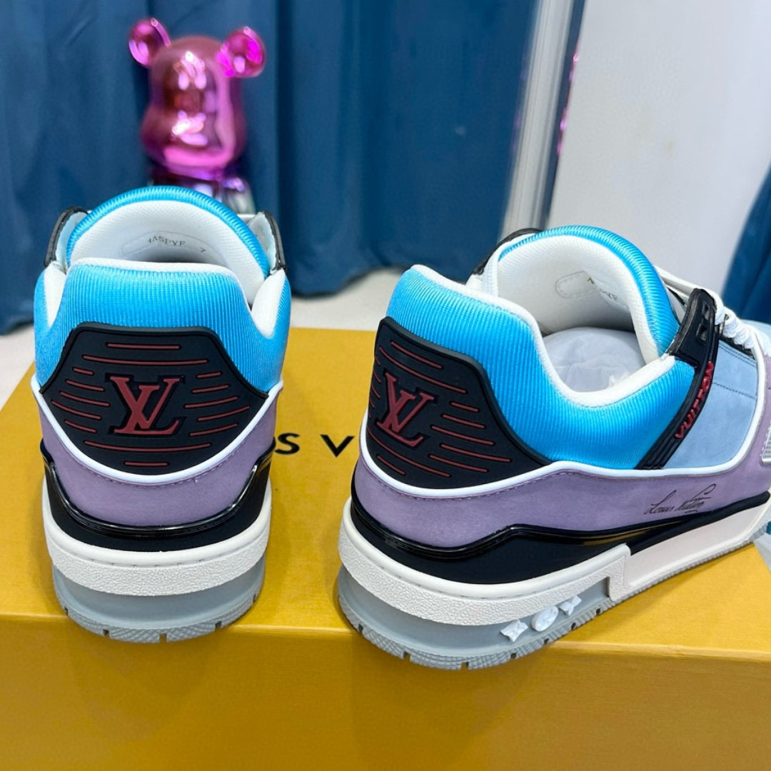 LV Trainer Blue and Lilac Sneakers