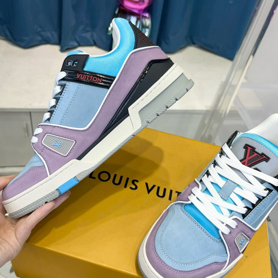 LV Trainer Blue and Lilac Sneakers