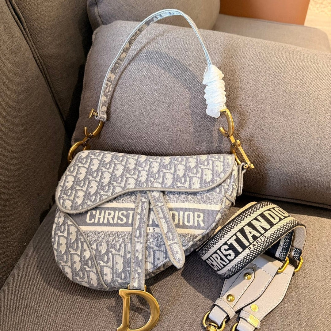 Dio Saddle Bag Small Canzas Oblique Gray 25cm