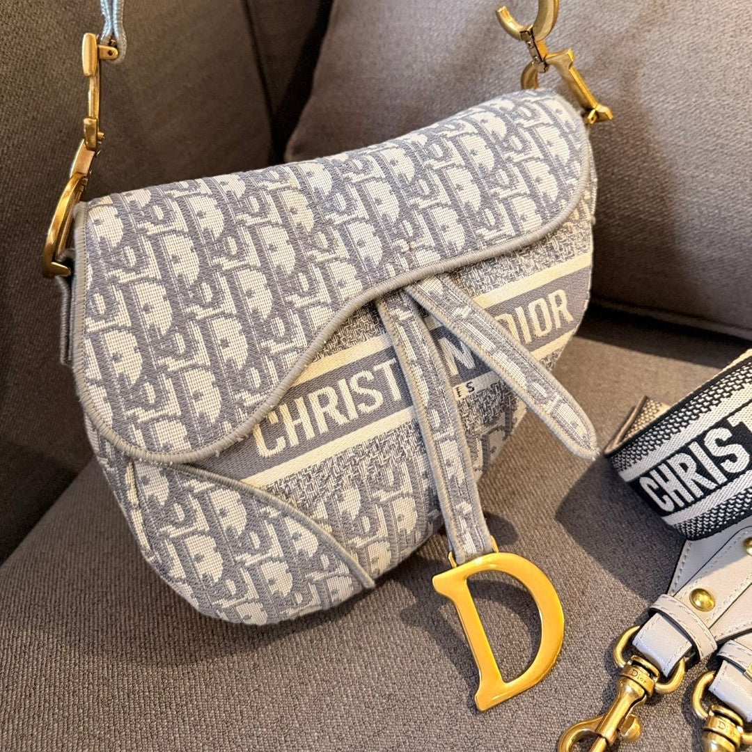 Dio Saddle Bag Small Canzas Oblique Gray 25cm