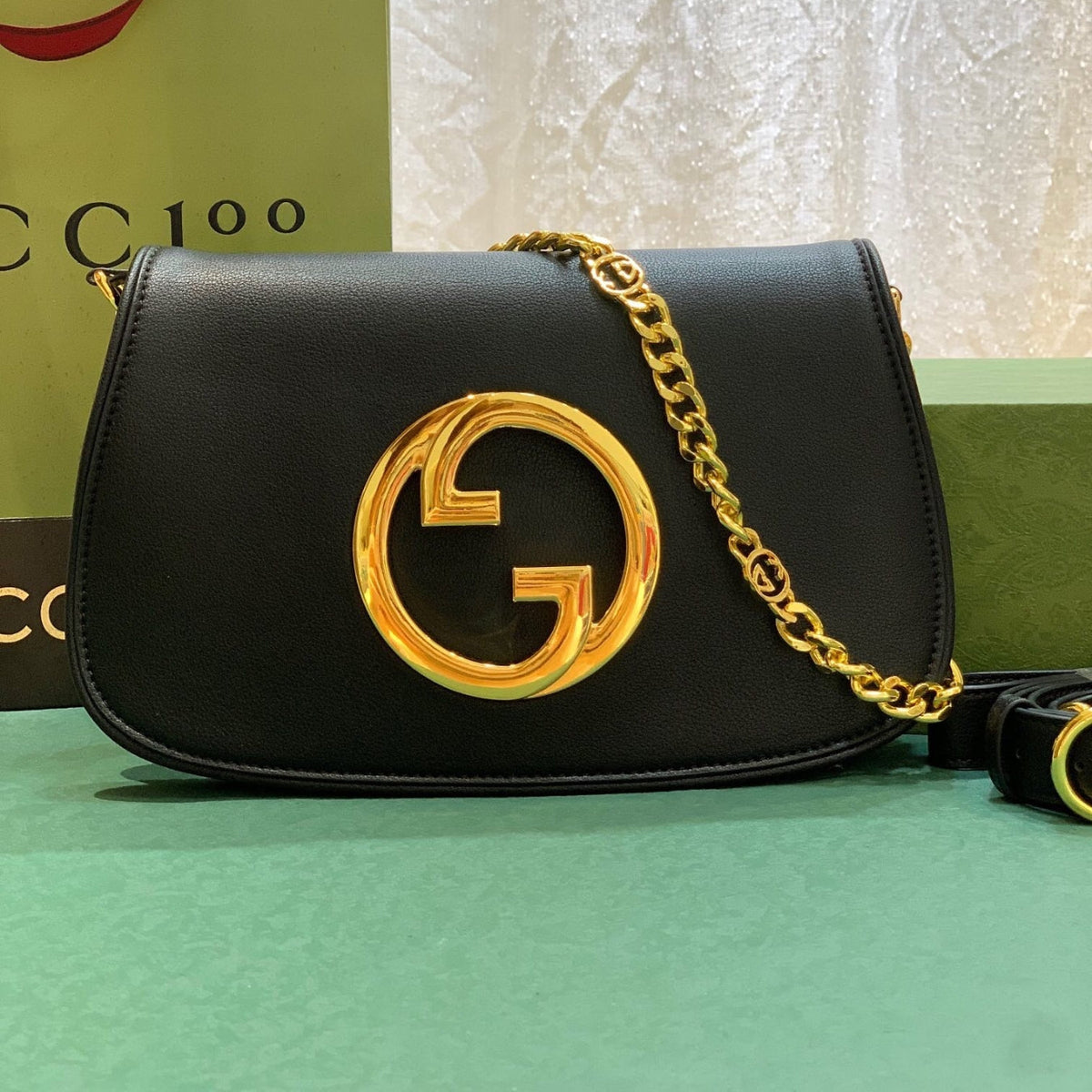 Medium black GG Blondie bag 28cm