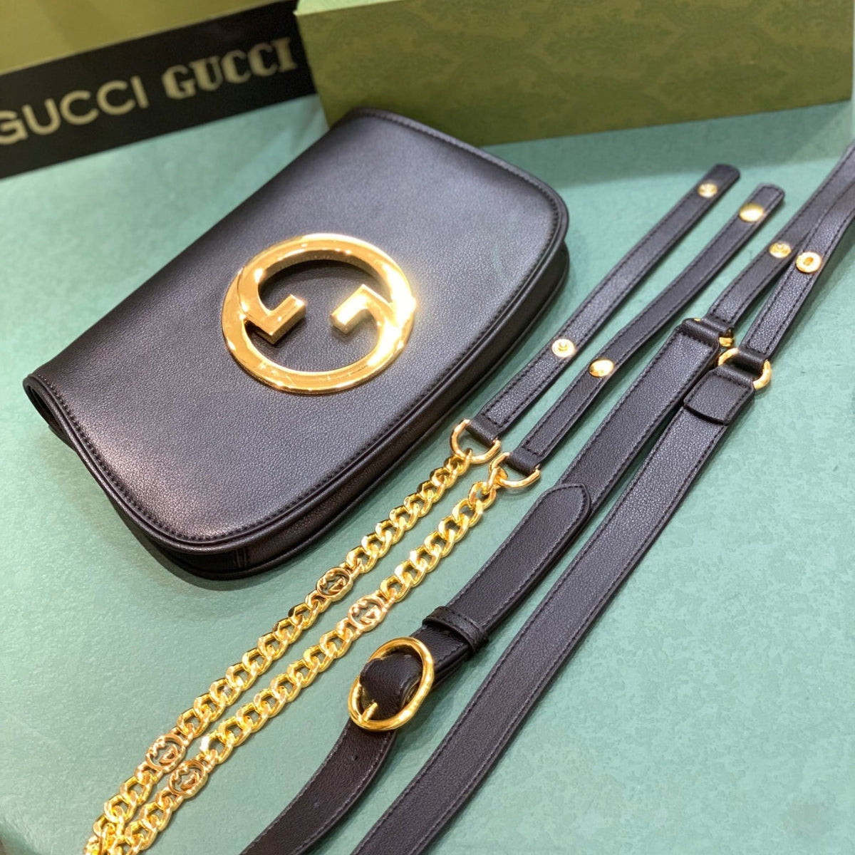 Medium black GG Blondie bag 28cm