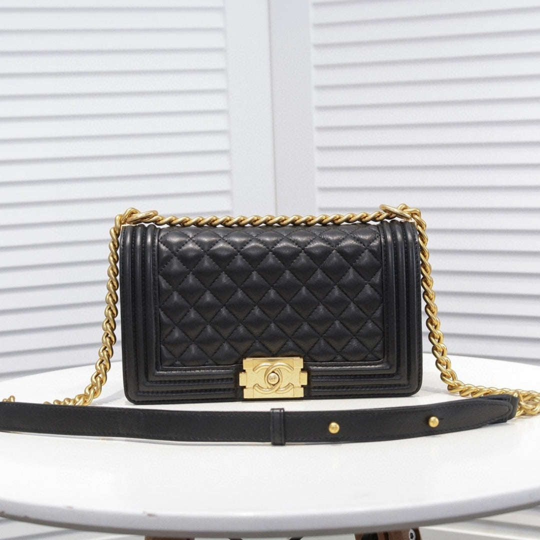 CHN Boy Bag Black with Gold 25cm