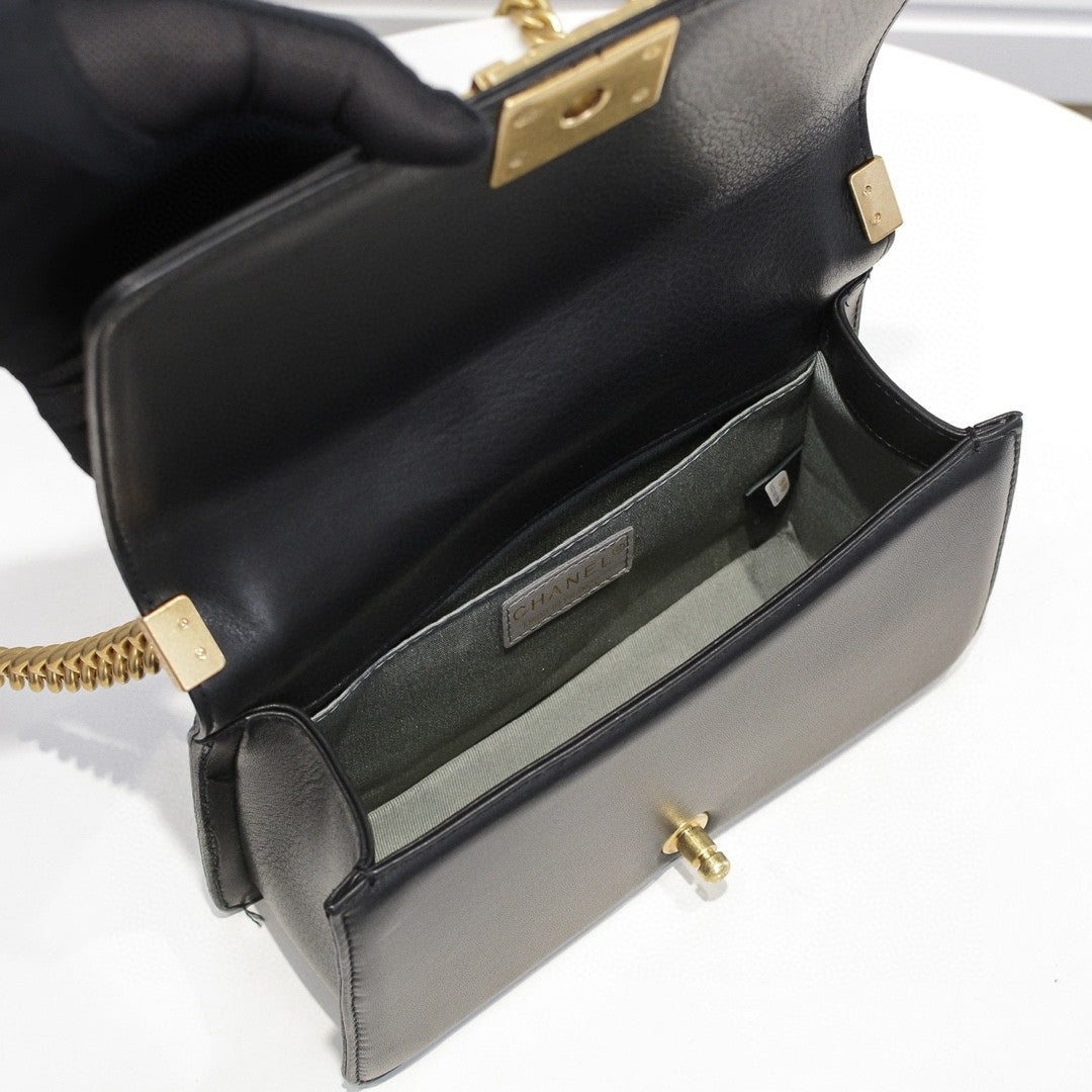 CHN Boy Bag Black with Gold 25cm