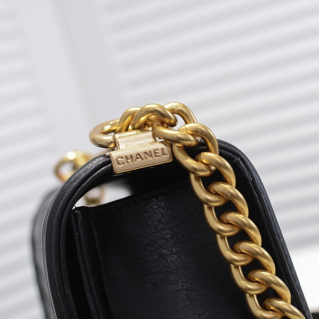 CHN Boy Bag Black with Gold 25cm