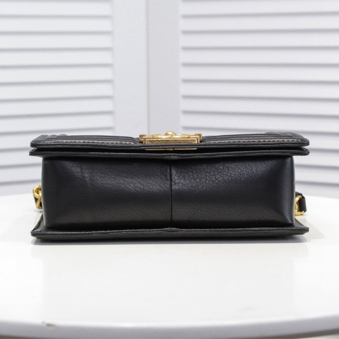 CHN Boy Bag Black with Gold 25cm