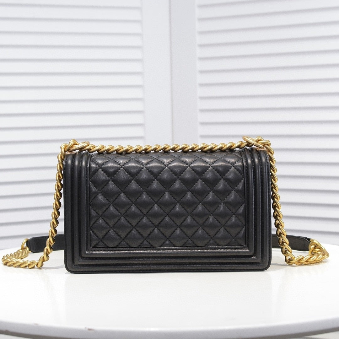 CHN Boy Bag Black with Gold 25cm