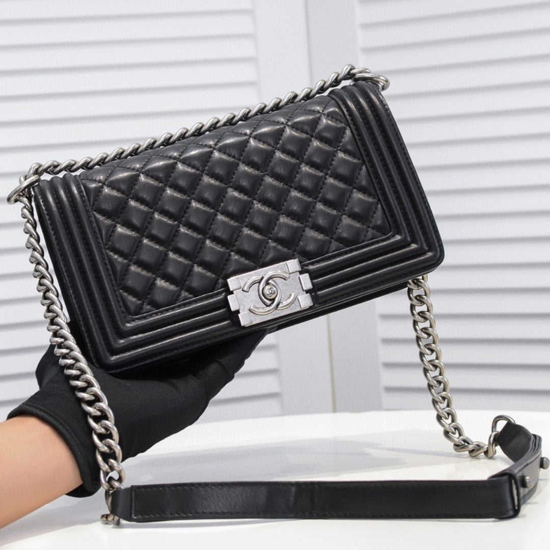 CHN Boy Black and Silver Bag 25cm