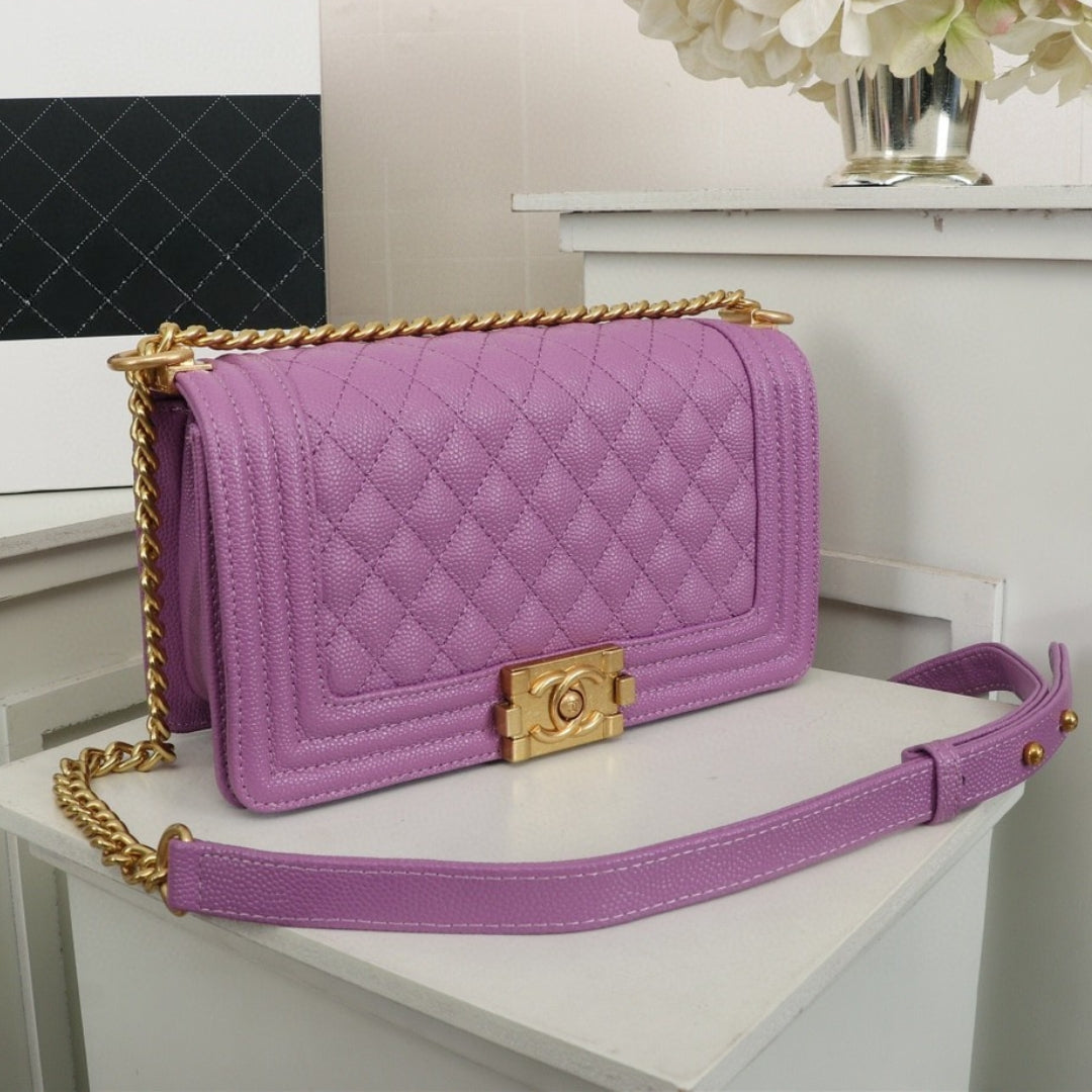 CHN Boy Bag Light Purple with Gold 25cm