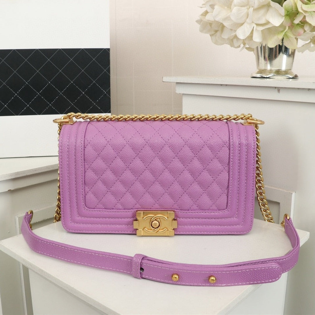 CHN Boy Bag Light Purple with Gold 25cm