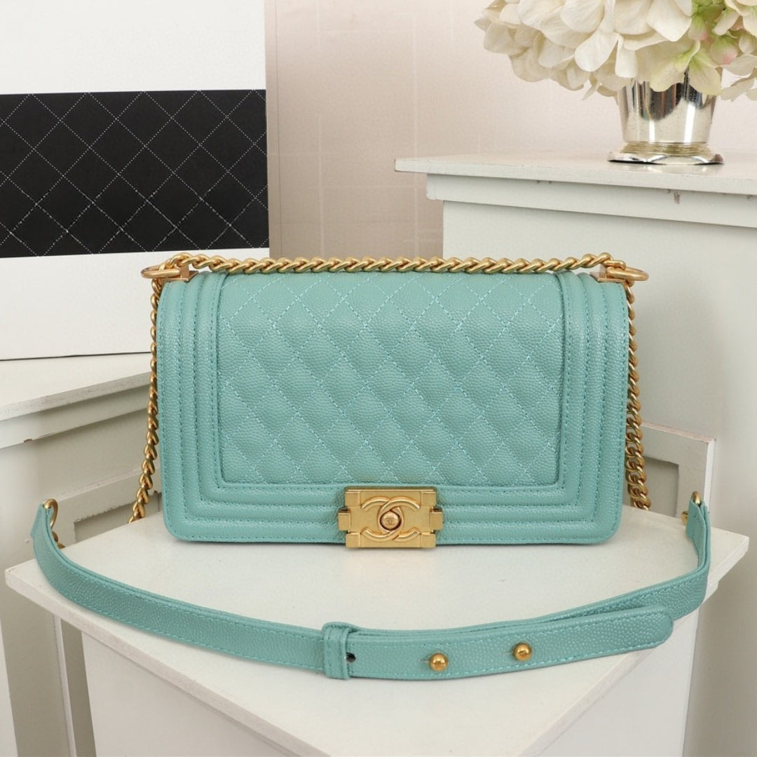 CHN Boy Bag Light Green with Gold 25cm