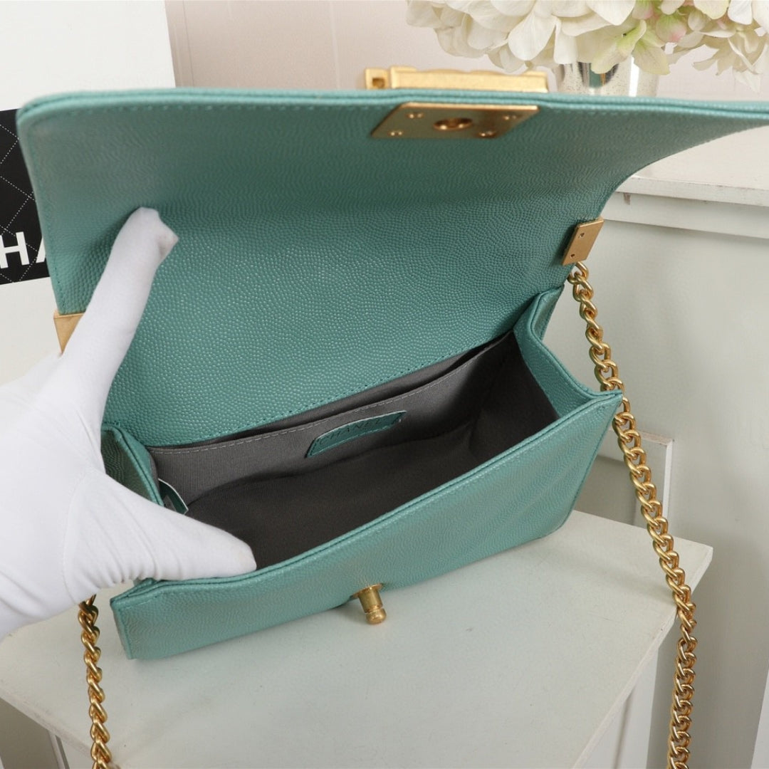 CHN Boy Bag Light Green with Gold 25cm