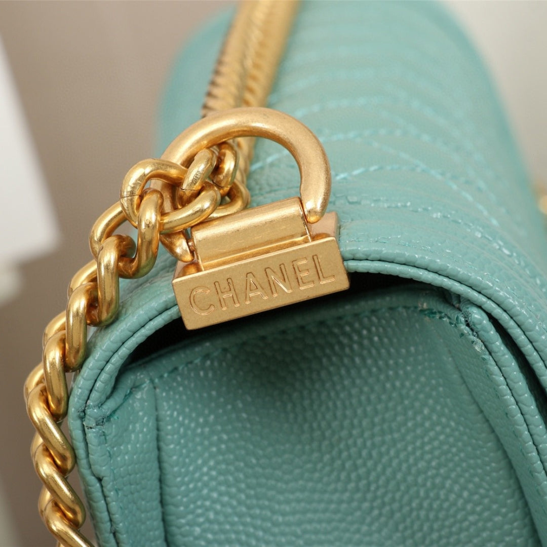 CHN Boy Bag Light Green with Gold 25cm