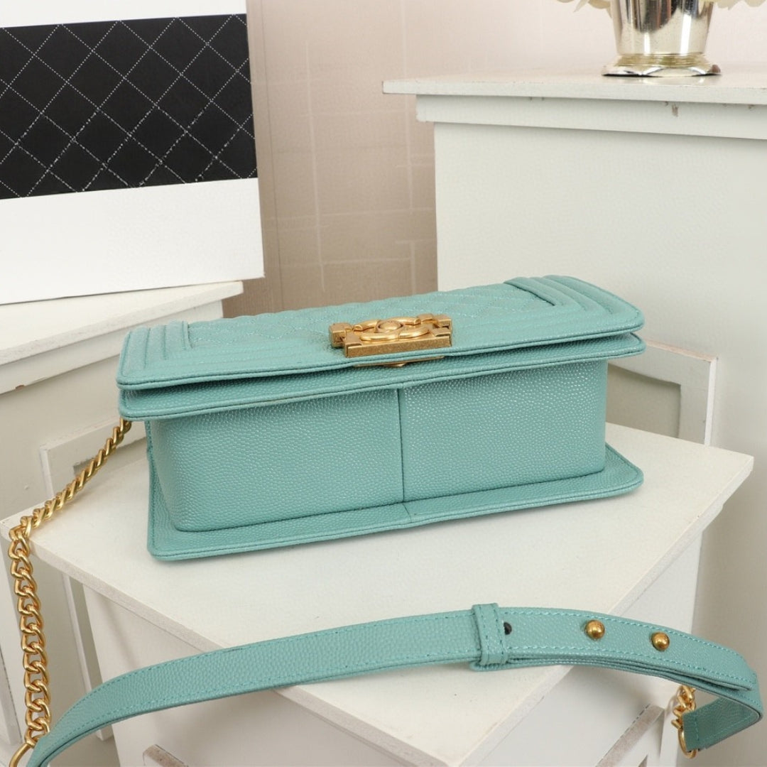 CHN Boy Bag Light Green with Gold 25cm