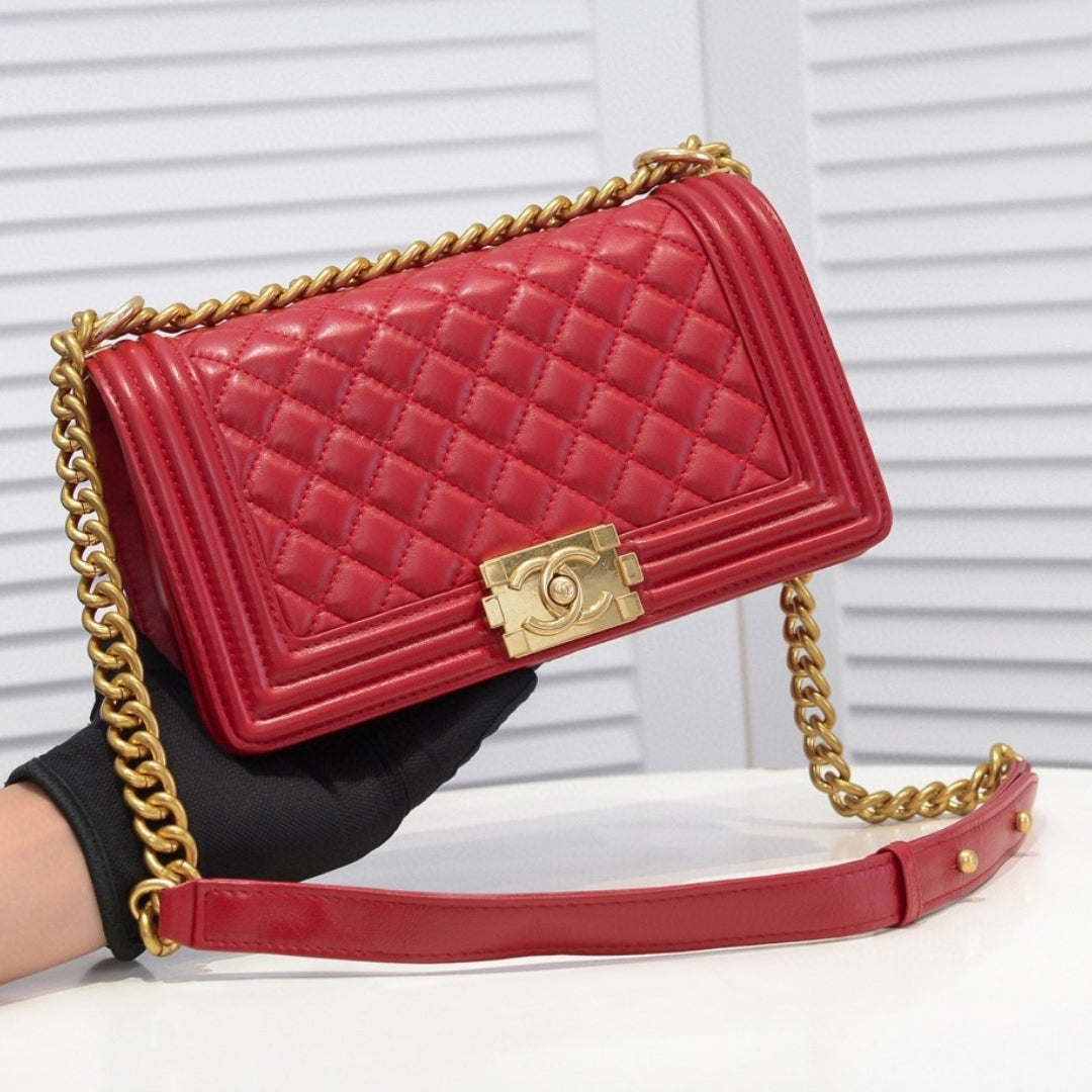 CHN Boy Bag Red with Gold 25cm