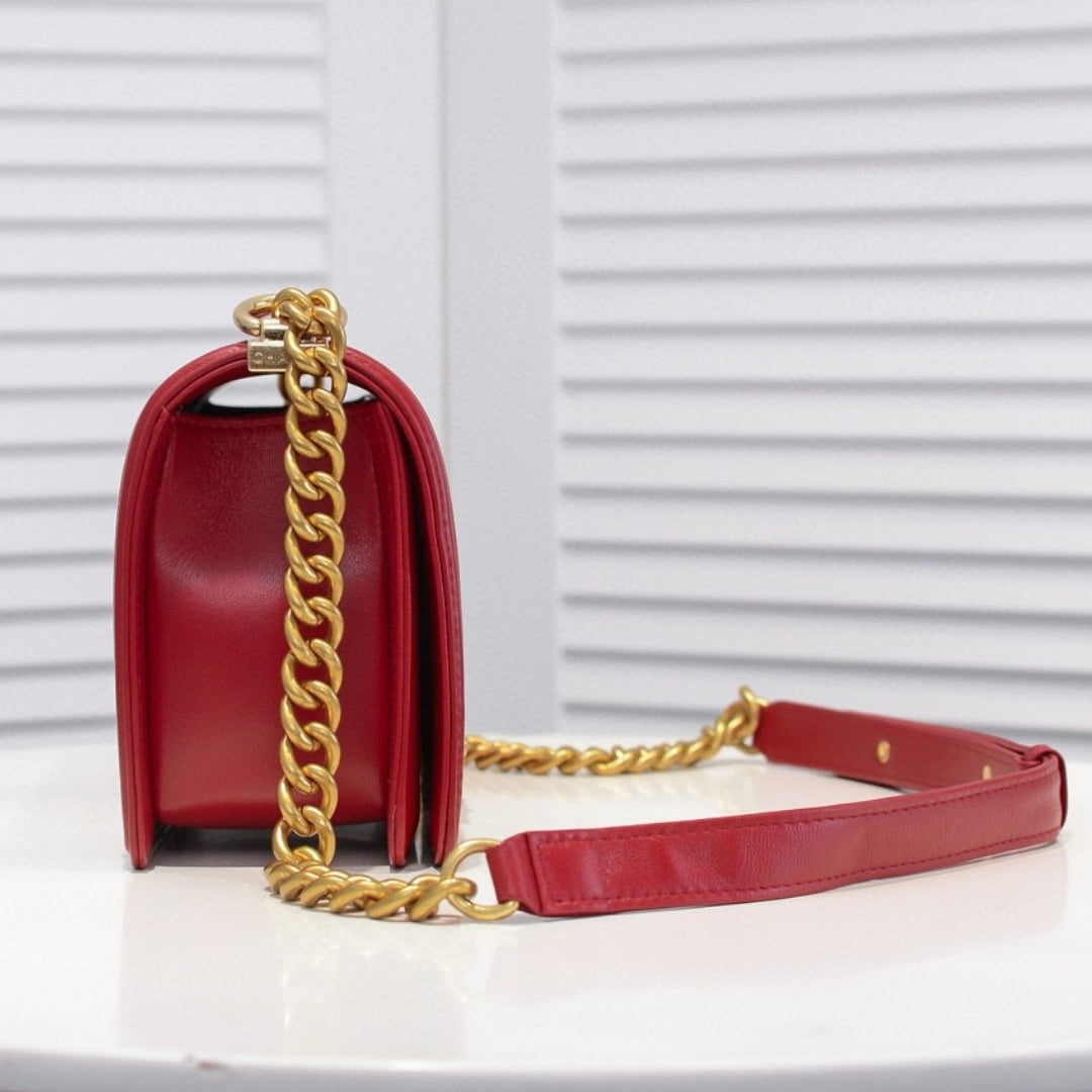 CHN Boy Bag Red with Gold 25cm