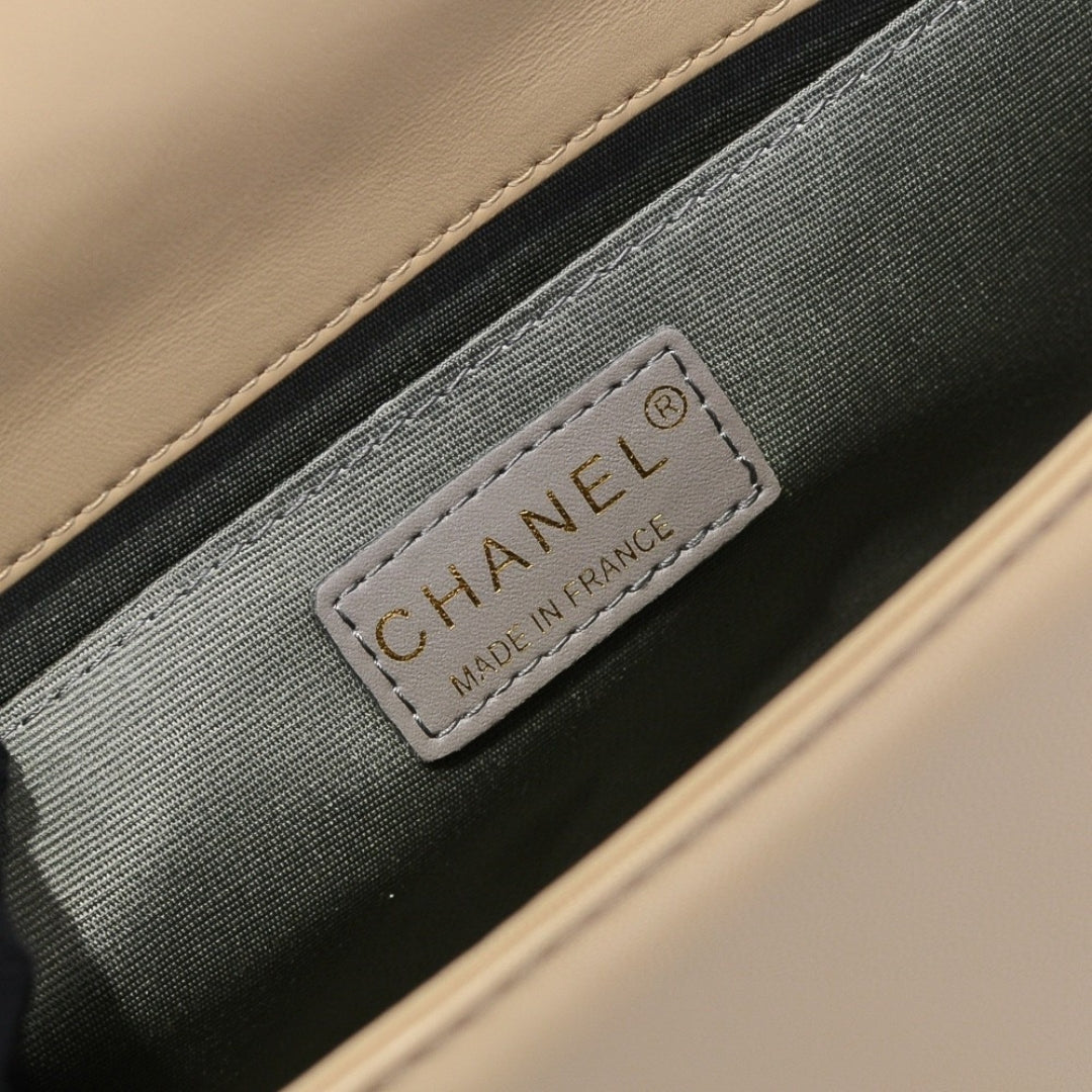 CHN Boy Beige and Gold Bag 25cm