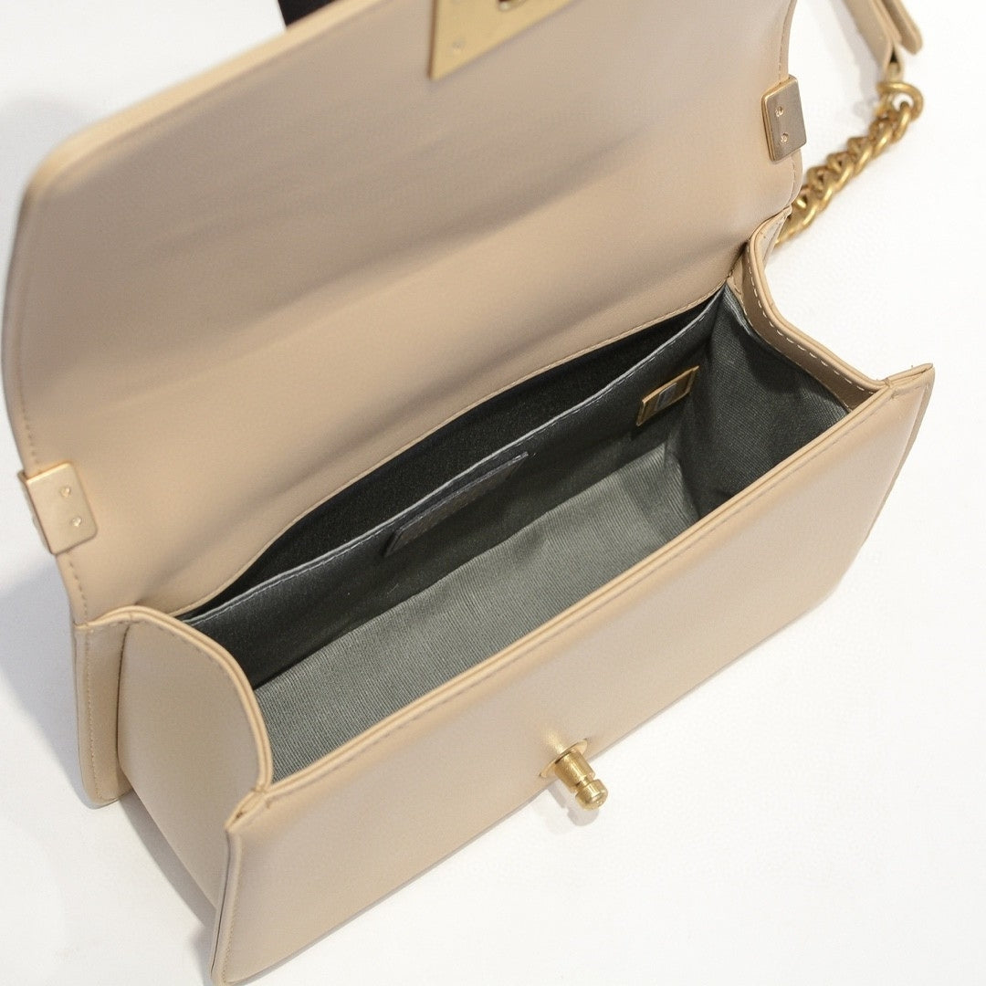 CHN Boy Beige and Gold Bag 25cm