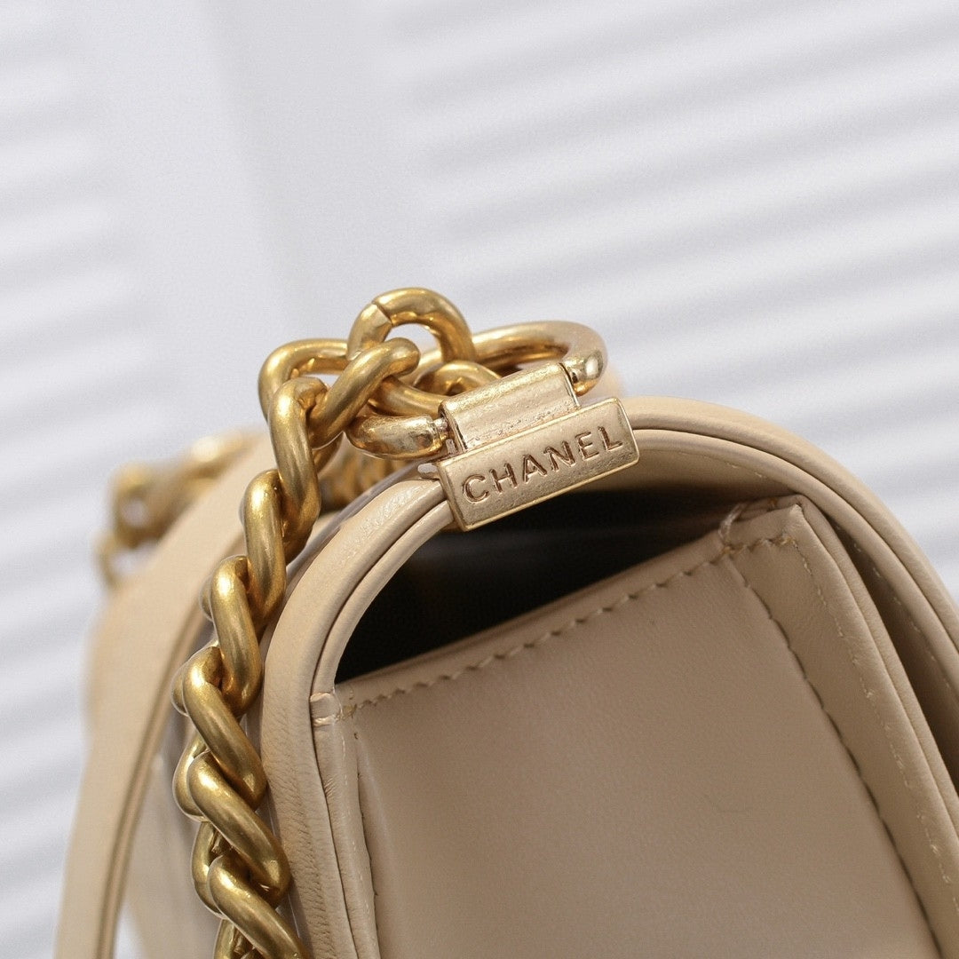 CHN Boy Beige and Gold Bag 25cm