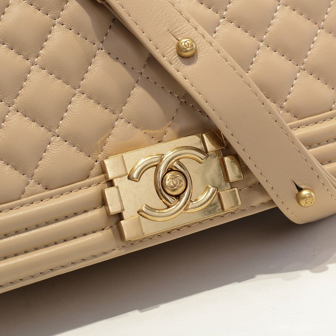 CHN Boy Beige and Gold Bag 25cm