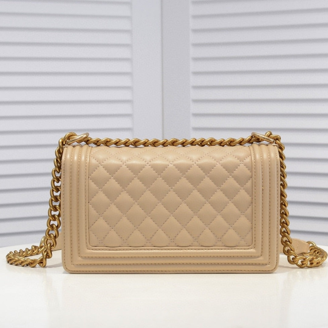 CHN Boy Beige and Gold Bag 25cm