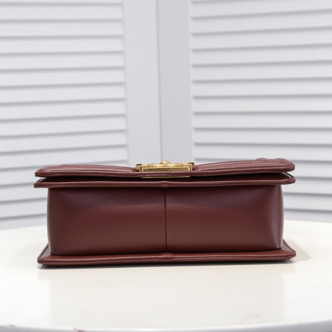 CHN Boy Bag Reddish Brown with Gold 25cm