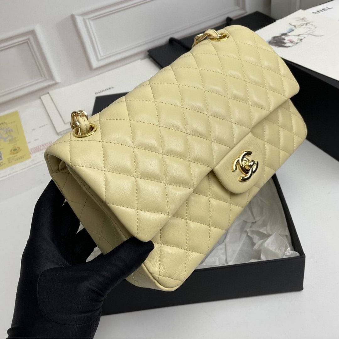 CHN Classic Light Yellow and Gold Bag 25cm