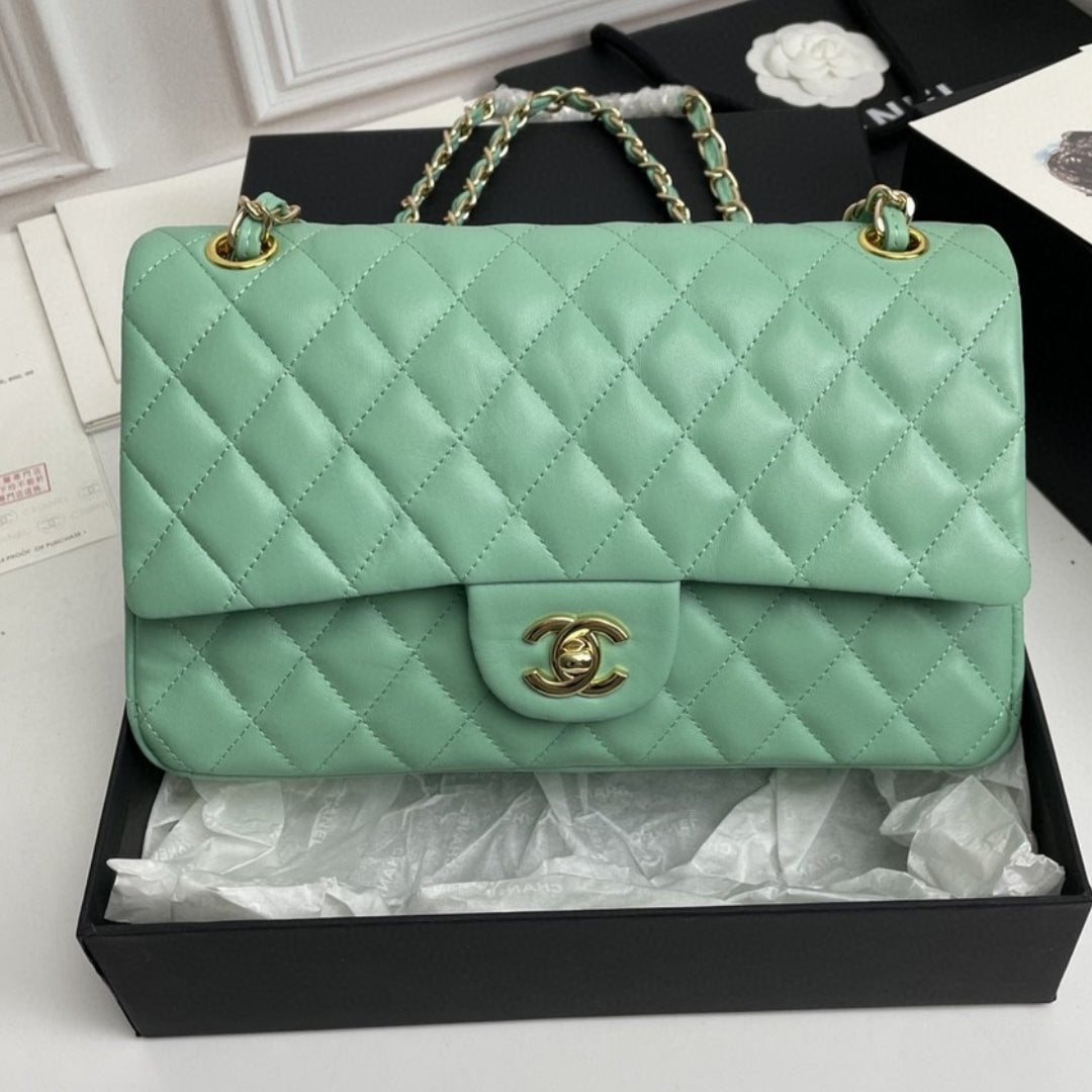 CHN Classic Light Green Bag with Gold 25cm