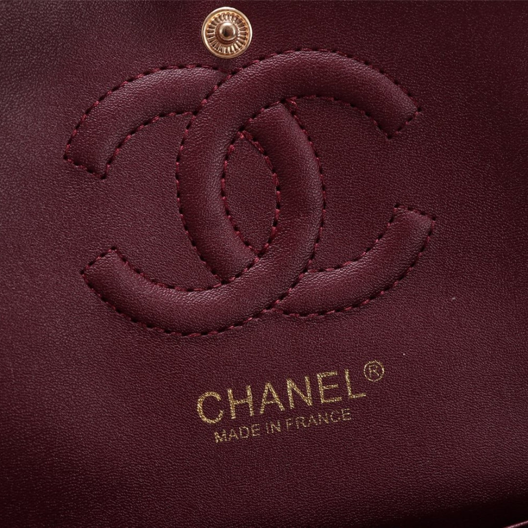 CHN Classic Bag with Beige and Gold Details 25cm