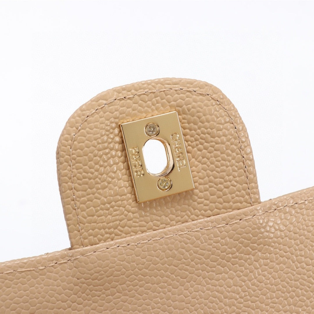 CHN Classic Bag with Beige and Gold Details 25cm