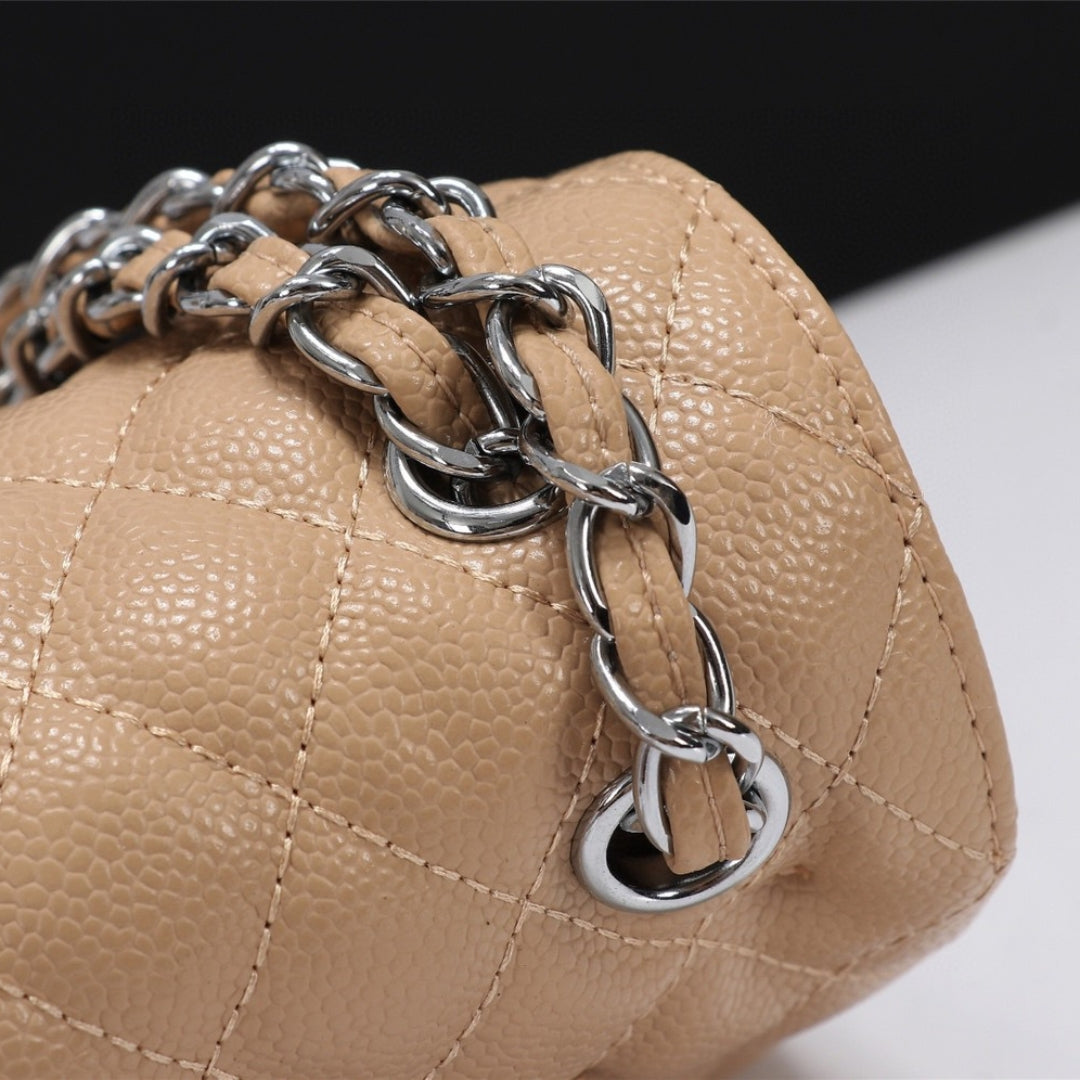CHN Classic Bag Beige with silver details 25cm