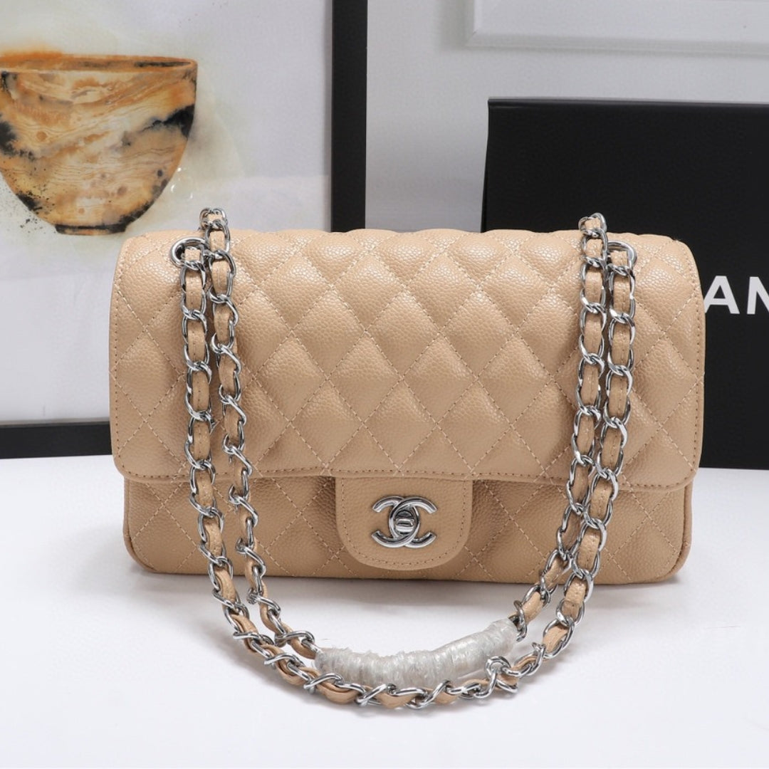 CHN Classic Bag Beige with silver details 25cm