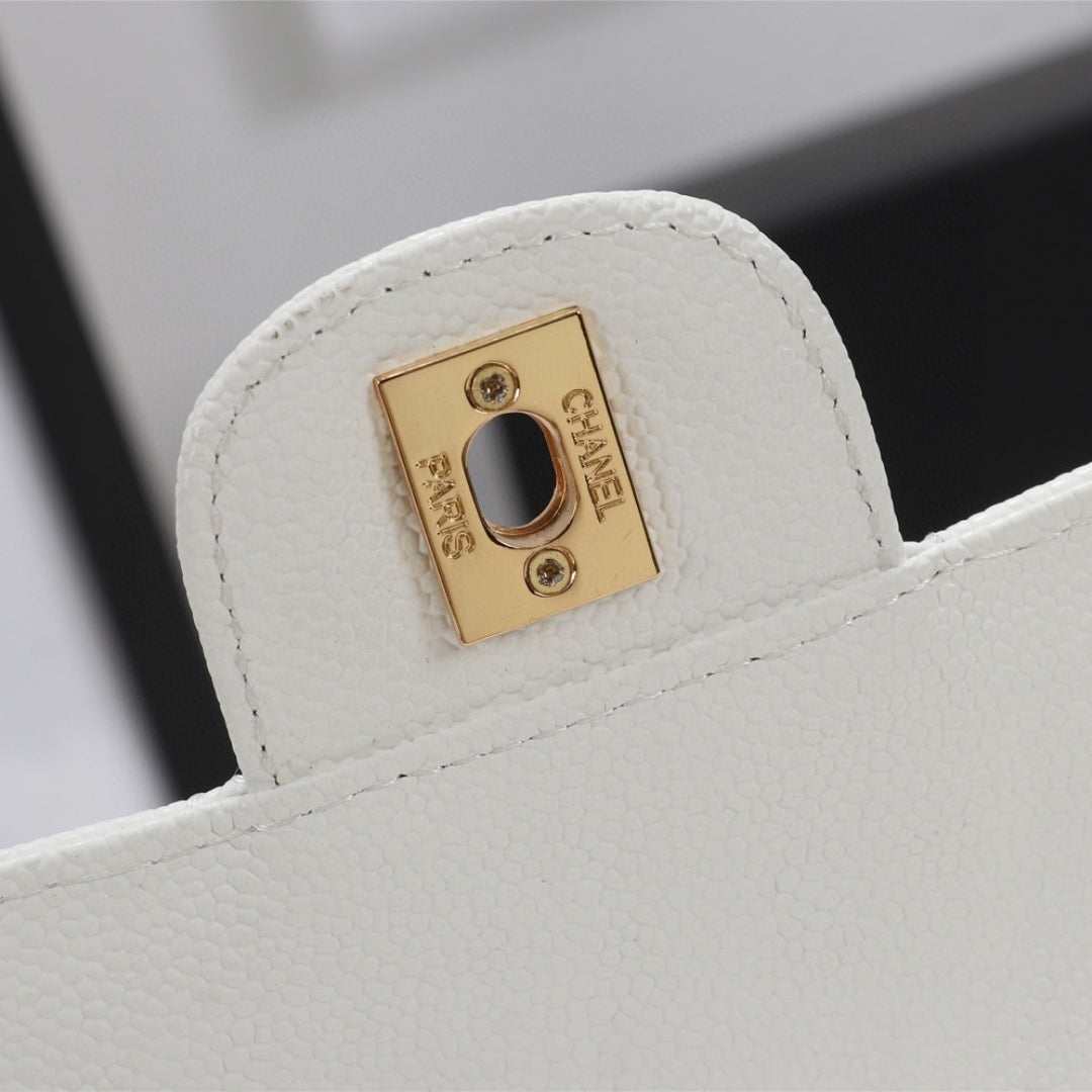 CHN Classic Bag with White and Gold Details 25cm