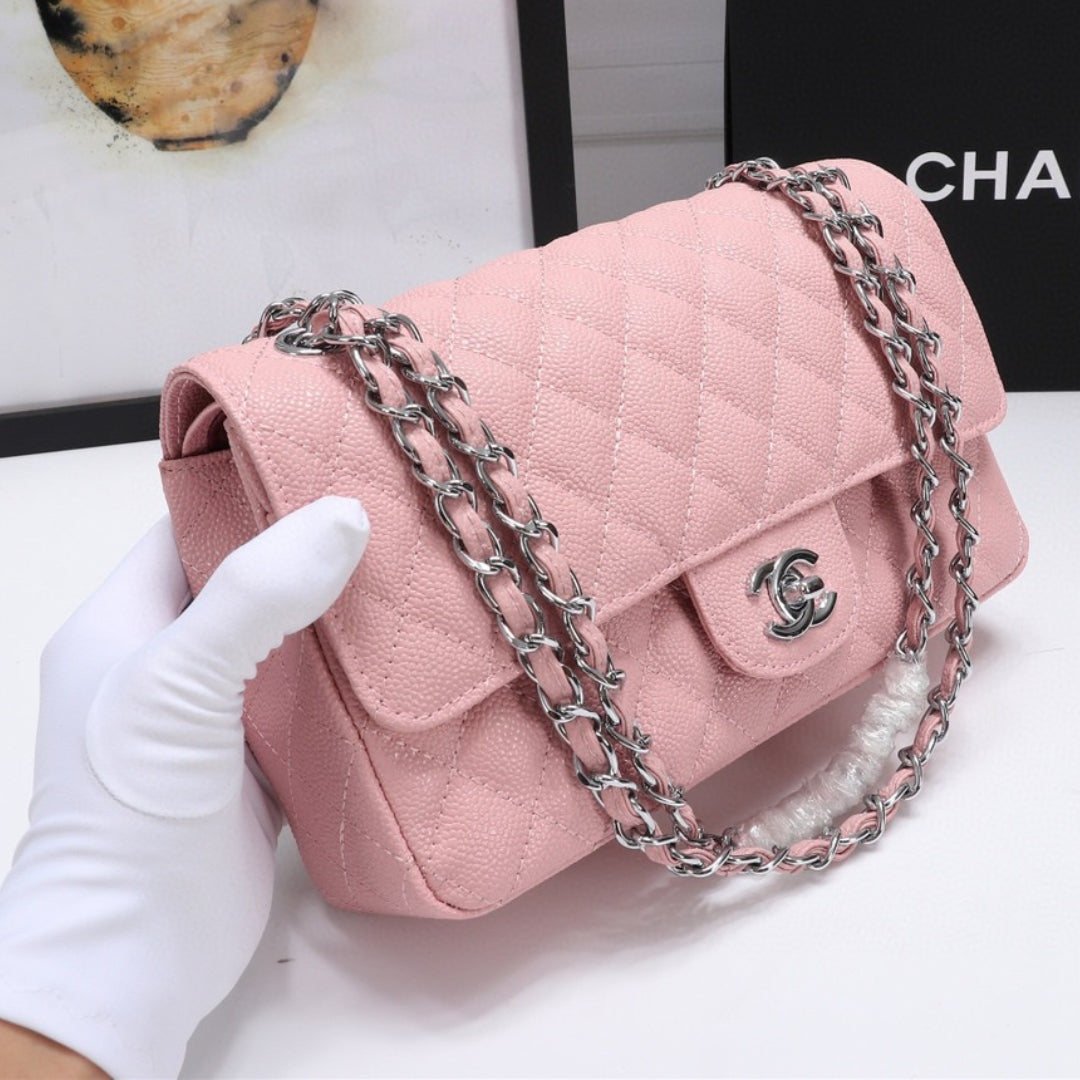 CHN Classic Bag with Pink and Silver Details 25cm