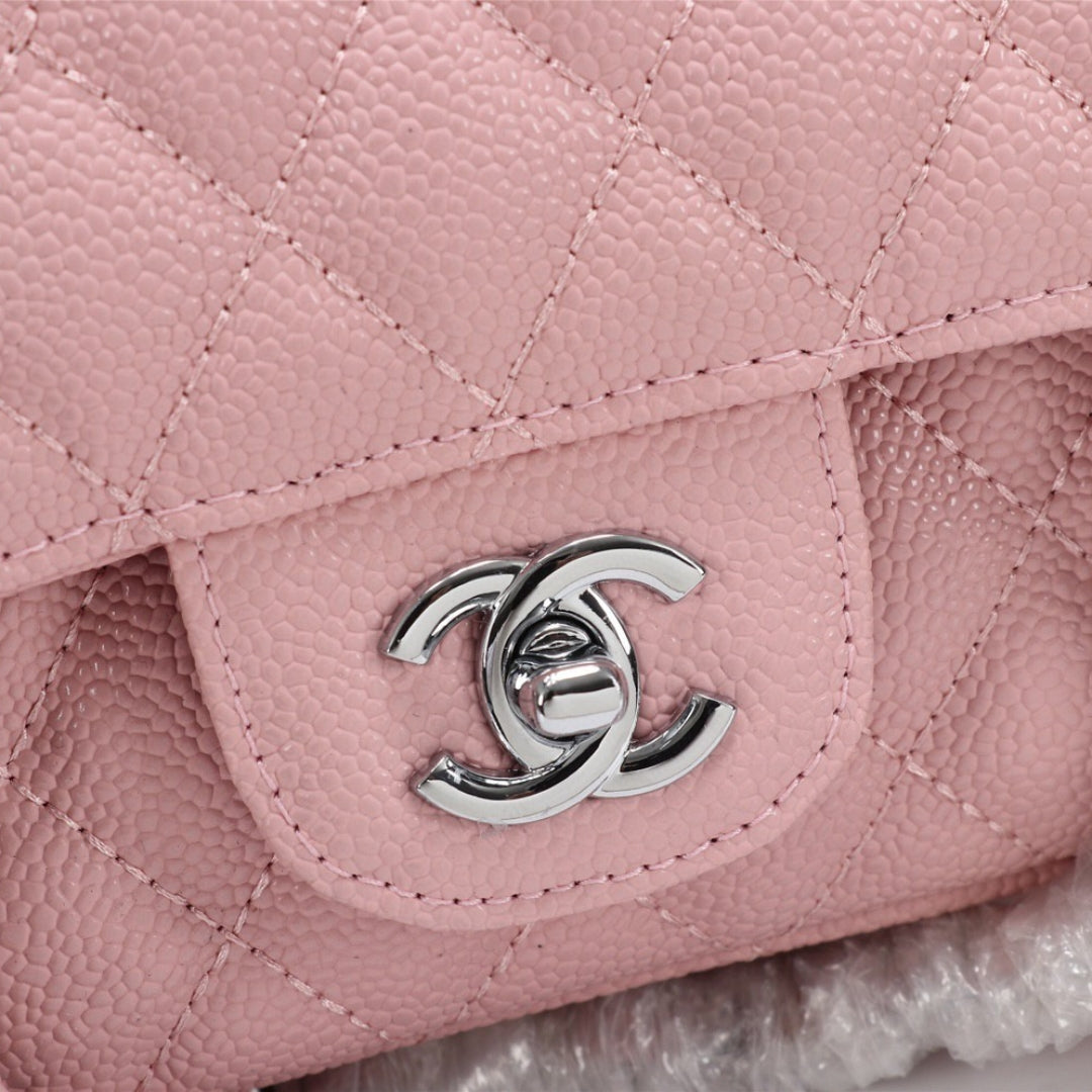 CHN Classic Bag with Pink and Silver Details 25cm