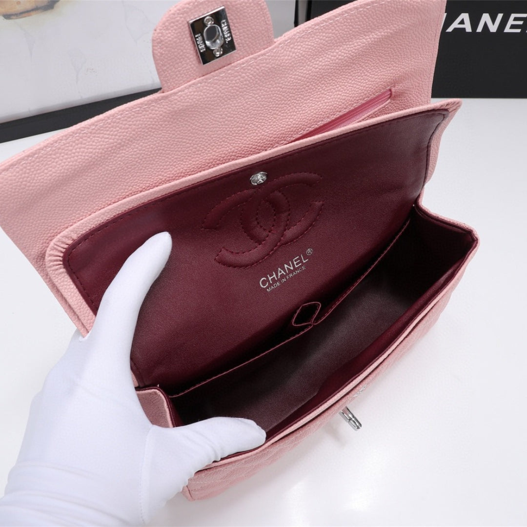 CHN Classic Bag with Pink and Silver Details 25cm