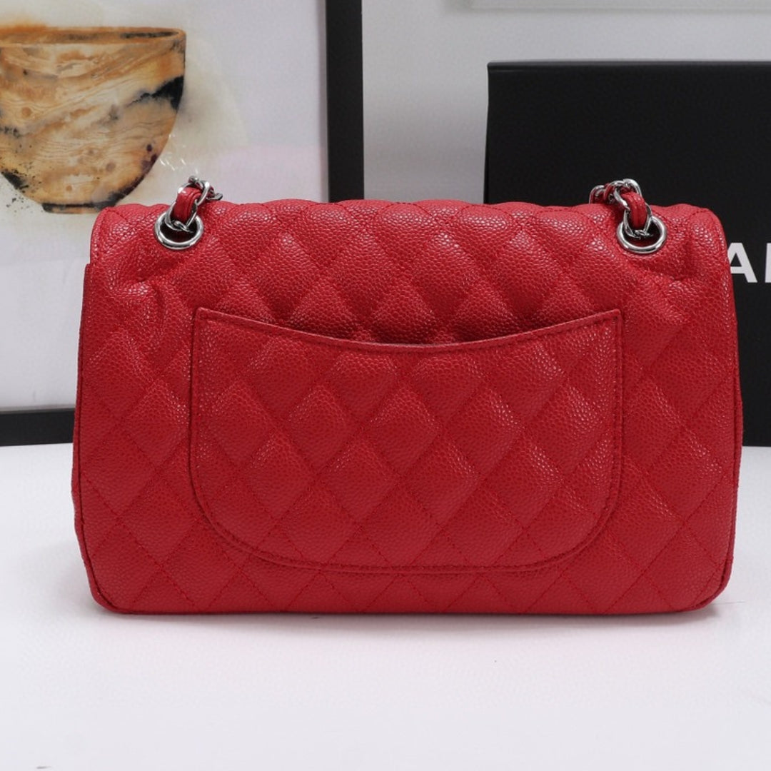 CHN Classic Bag with Red and Silver Details 25cm