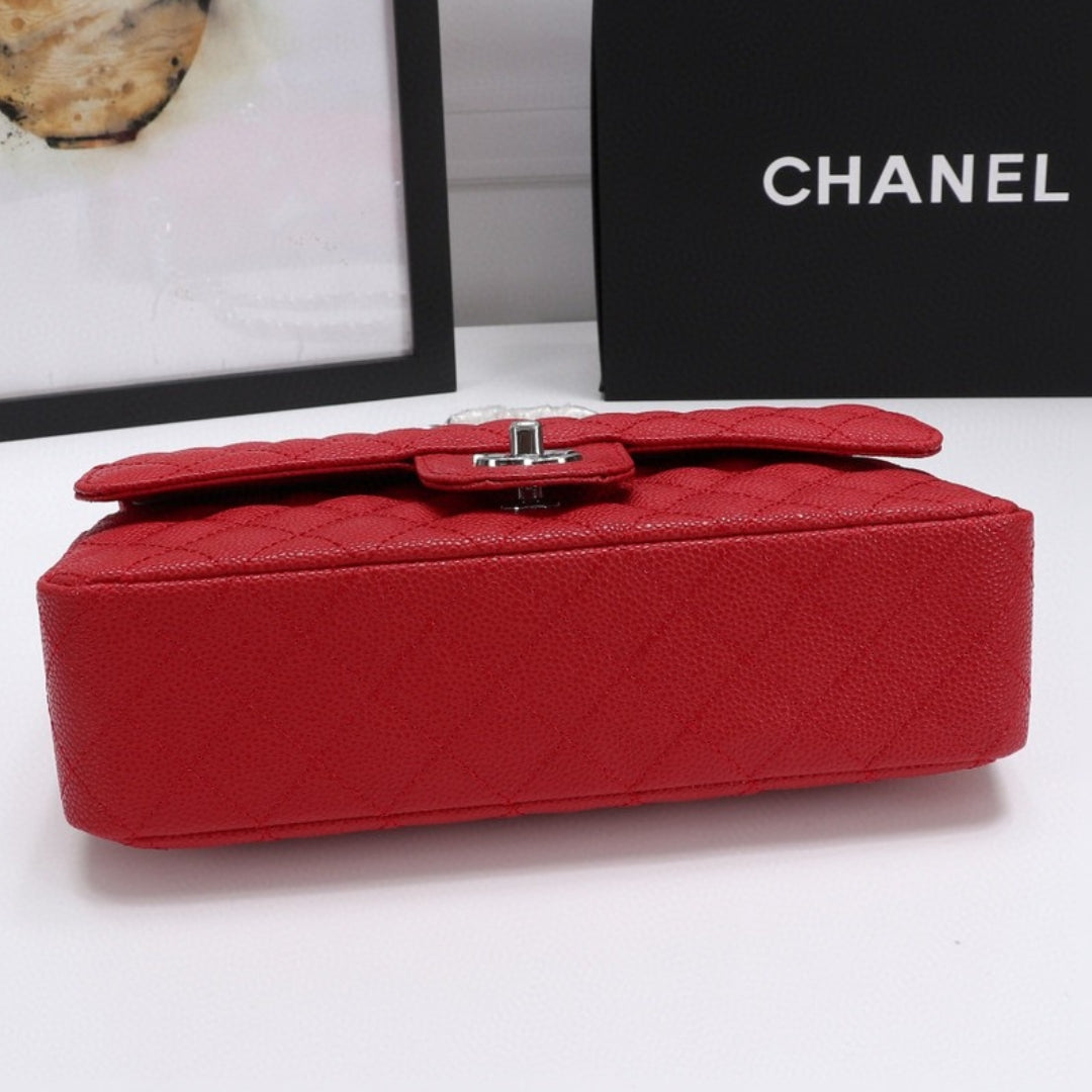 CHN Classic Bag with Red and Silver Details 25cm