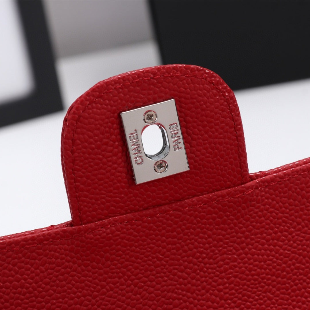CHN Classic Bag with Red and Silver Details 25cm