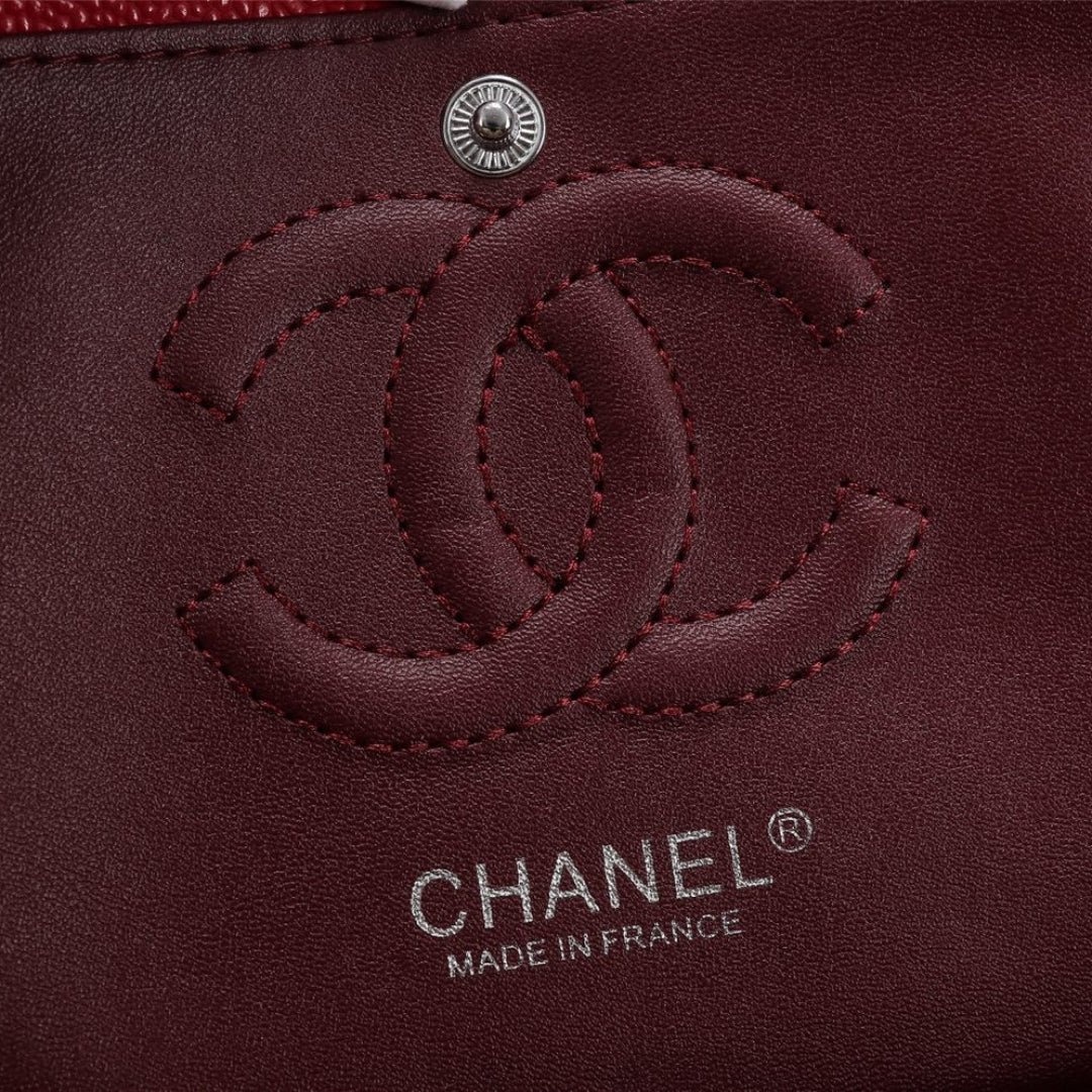 CHN Classic Bag with Red and Silver Details 25cm