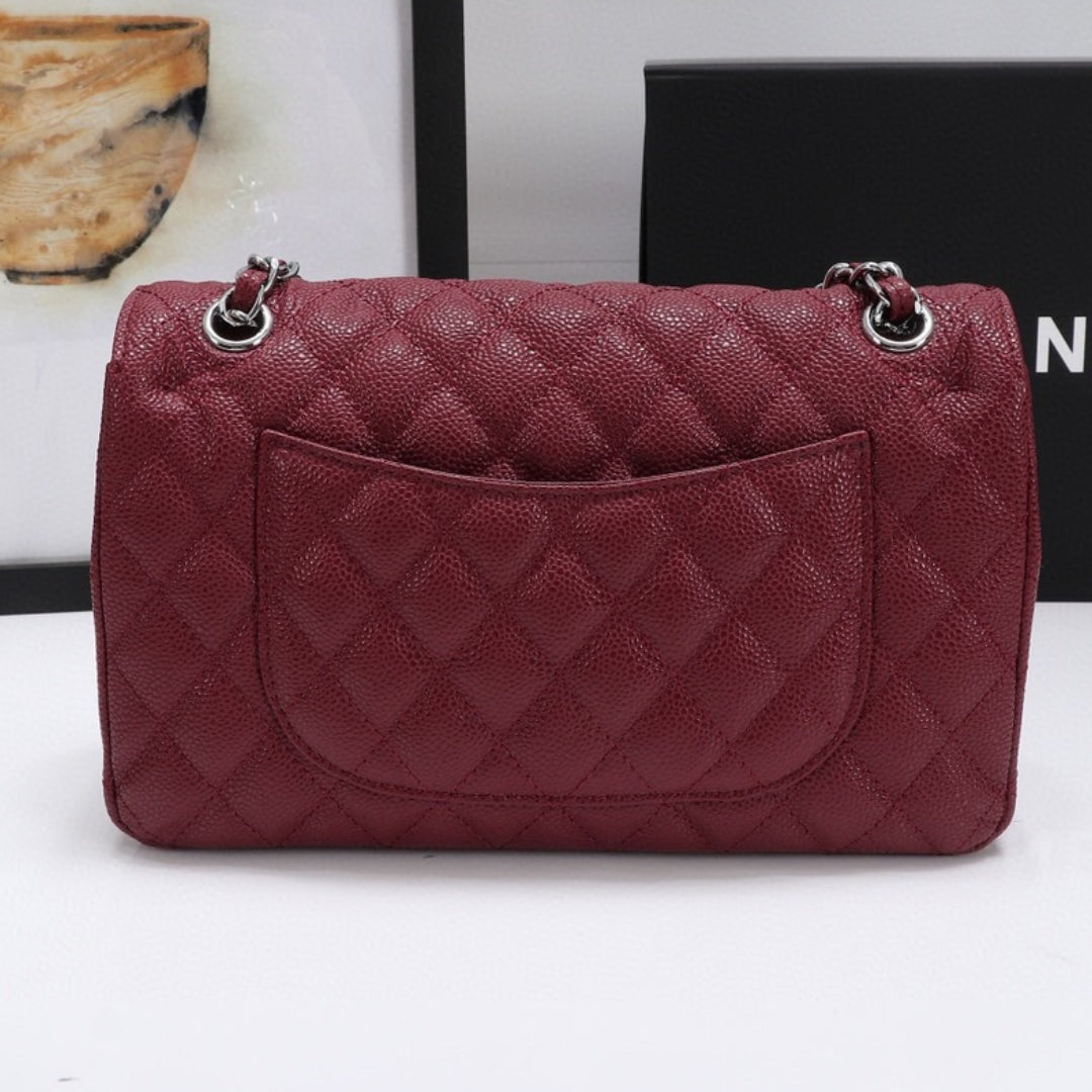 CHN Classic Bag Wine details with silver 25cm