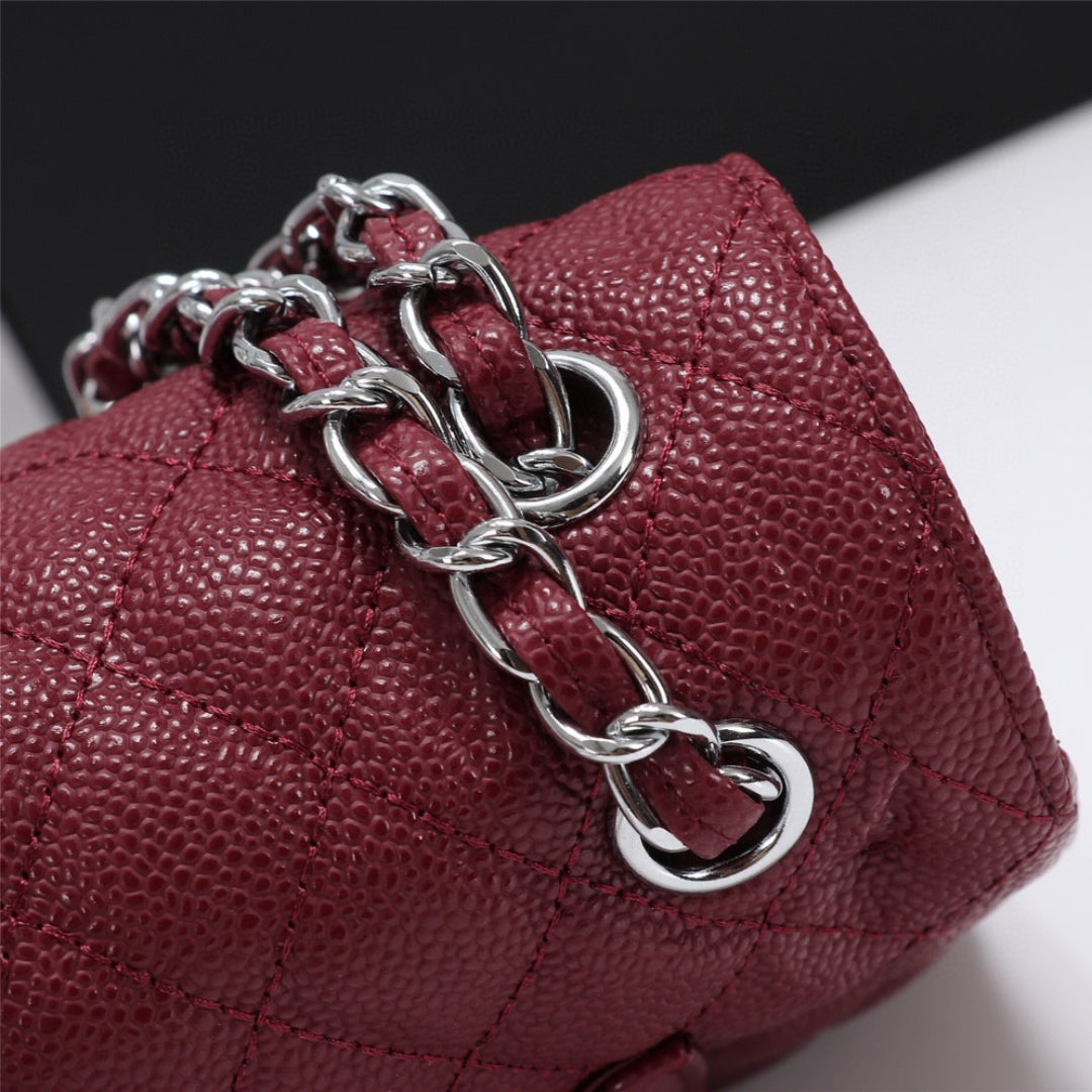 CHN Classic Bag Wine details with silver 25cm